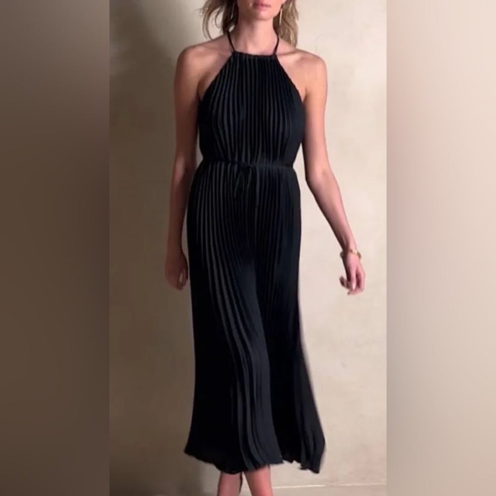 Banana Republic Black Halter Midi Cocktail Dress for your next Holiday Party
